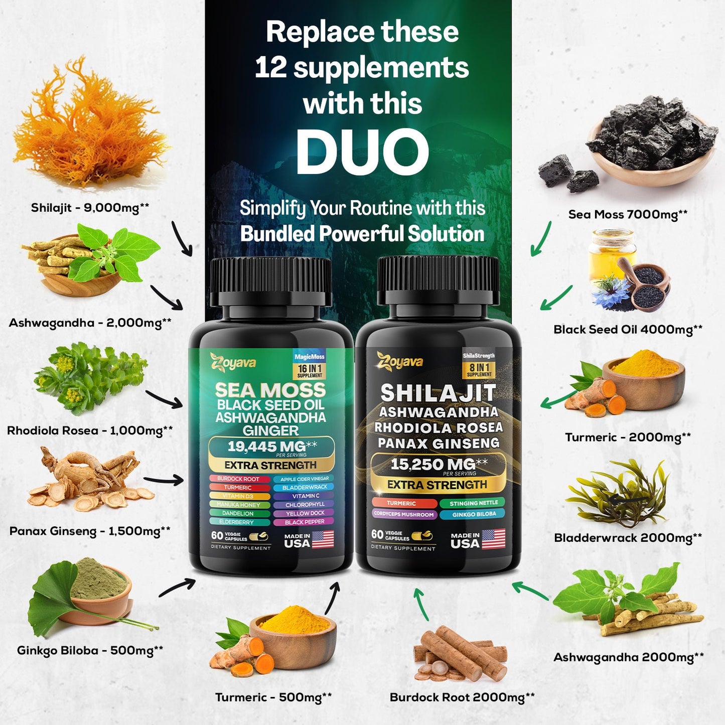 Dynamic Vitality Boost Duo: Sea Moss & Shilajit